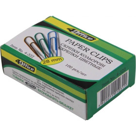 Скріпка 28мм 4OFFICE 4-322 кольорова (10шт)