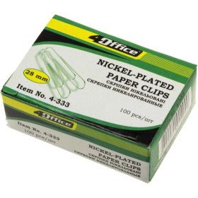 Скріпка 28мм OFFICE 4-333 нікельовані 100шт (10шт)