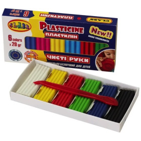 7643С Пластилін Чисті руки MAXI 6кол*20гр (60шт) CLASS 7643С Пластилін Чисті руки MAXI 6кол*20гр (60шт) CLASS