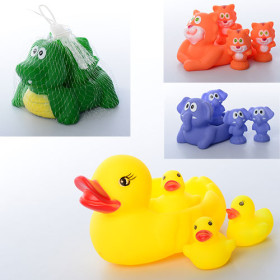 Звірятка 001-628-48-58 (120шт) для купання,4шт,пищики,в сітці,14,5-9-7см