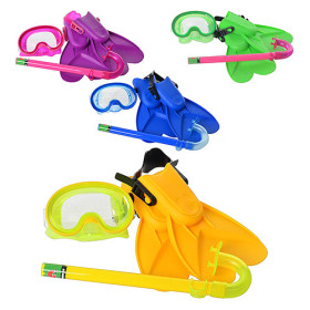 Набор для плавания M 1814 (72шт) маска,ласты,трубка,4 цвета,в кульке