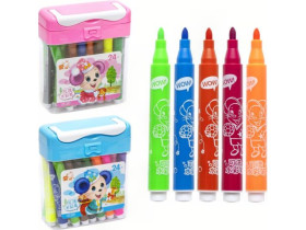 Фломастер 24 кольорів 207-24 акварельний на водній основі у пластиковому боксі