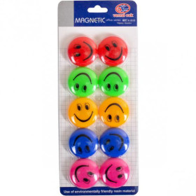 Магніт для дошки 3010 Смайлик 10шт діаметр 3см (1уп)