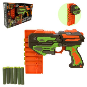 Автомат FJ9007 (48шт/2) стріляє поролономими знарядами, 6 поролон.знарядів, короб. 30*19*6,6см