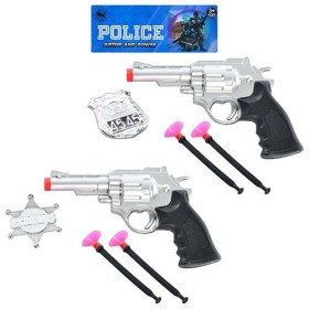 Пистолет 07-1 (480шт) на присосках (2шт), значок, 2 вида, в кульке