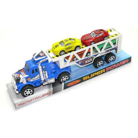 Трейлер 606-5 (96шт) инер-й, 28см, машинки 4шт, 2 цвета, в слюде, 32-11-7,5см