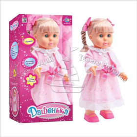 Кукла M 0588 U/R (12шт) Дашенька, реагирует на хлопок, говорит, ходит, на бат-ке,в кор-ке,45-13-24см