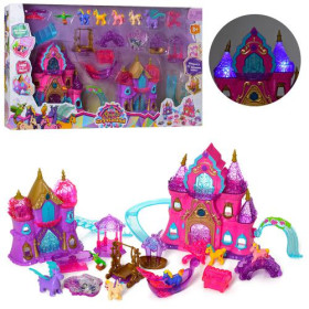 Замок 1206I (8шт) лошадки,муз,свет,качели,беседка,в кор-ке,76,5-43,5-9,5см