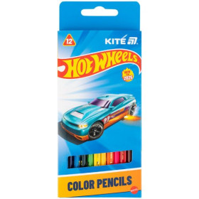 Карандаши цветные Kite 12 цветов, трехгранные Hot Wheels HW25-053 (12шт)