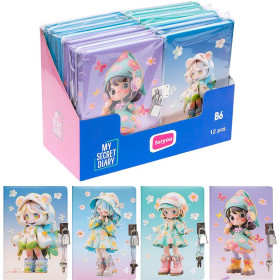 Блокнот В6 на замочку, 19×12,5 см, 96 арк., лінія, тверда обкладинка (поролон), 1903-7 (12 шт.)