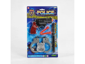 Поліцейський набір 2323-14 револьвер, патрони, наручники, палиця, значок, на листі 30*20см