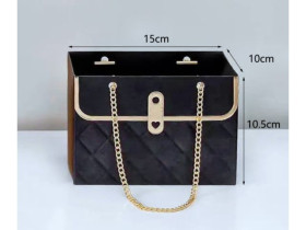 Сумка для квітів, чорна, з ланцюжком, 15×10×10,5 см, арт. 1416-0015