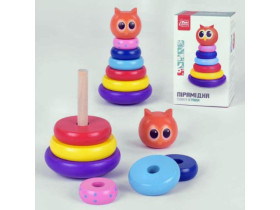 Дерев\'яна пірамідка 91552 (24) "4FUN Game Club Wood", "Сова", нелягайко, 5 кілець, в коробці