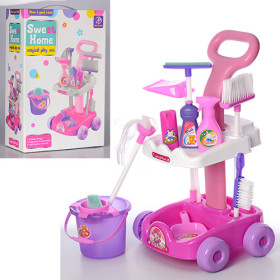 Набор для уборки A5953 (12шт) тележка на колесах,, ведро, совок, щетки, в кор-ке, 46-30-15см