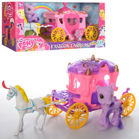 Карета DN833-834-PO (36шт) LP, с лошадью,33,5см,лошадка10см,зв,св