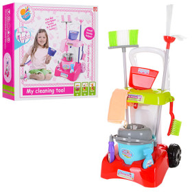 Набор для уборки 17005-06 (12шт)тележка26-36-45см,ведро,щетки