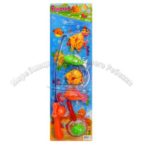 Рыбалка M 0038/13813 U/R (120шт) удочка, сачок, 5 рыбок, 58-18см