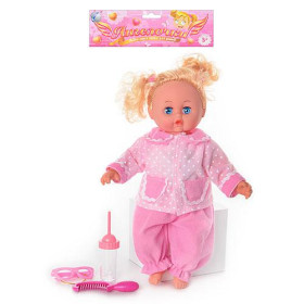 TG Кукла T 01 D 225/FY 1616 (60шт) мягкотелая, звук(рус), бутылочка, в кульке