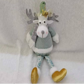 Новорічна декоративна іграшка C 67851 Олень, сидяча,висота в сидячому положенні: 23 см, дзвоник