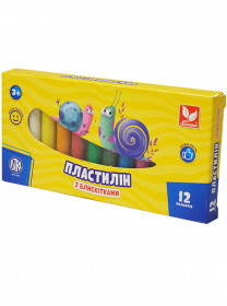Пластилін "Школярик" 12кол.воск.круг.з блиск.(24шт) 303107001-UA