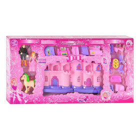 Замок CB 686-13 (48шт) принцессы, фигурки, 2шт, лошадь, мебель,муз, свет,в кор-ке,42-22-4см