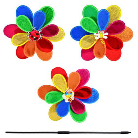 Ветрячок M 0777 (100шт) цветок, 3 вида, в кульке, 36-36см