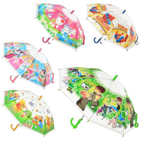 Зонтик детский MK 0344 (60шт) 5 видов(B10,WP,СП,HK,Принцессы), свисток, в кульке, 66см