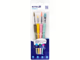 Набір пензлів Kite, з грипом Creative K-334-2 (синтетика, круглі 2, 6, 10, плаский 12)