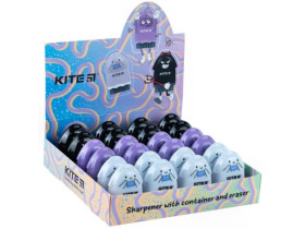 Точилка Kite К24-365 з контейнером та гумкою Faces, асорті (24 шт)