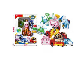 Трансформер XG 245 (48/2) робот, 3 машинки, вертоліт, висота робота - 16 см, в коробці