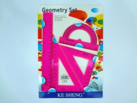 Набір геометричний 20см+1 трикут 13см +транспортир пластик ЛН04 УМКА (24шт) 1834