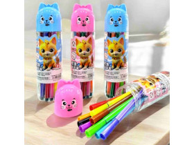 Фломастери 12 кол, 589-12, в тубусі, Котик, 76-8/064090 (42/168)