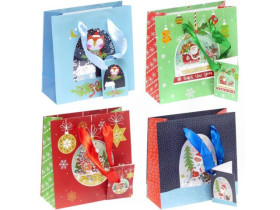 Сумка подарункова новорічна, 16×16×7 см, арт. 20275-20278 (12 шт.)