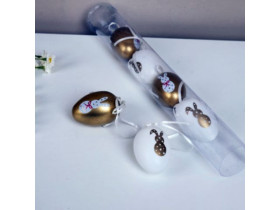 Яйця декоративні в тубусі, з зайчиками, 6 шт., 3553-33