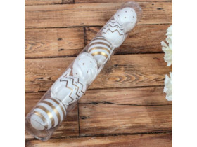 Яйця декоративні в тубусі, білі з золотом, 6 шт., 3553-26