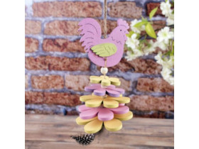 Підвіска рожевий півник з квіточкою 4324