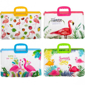 Папка А4  шкільна сілікон з ручкою "Фламінго""С" (2/120)