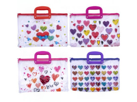 Папка А4  шкільна сілікон з ручкою "Серце""С" (2/120)