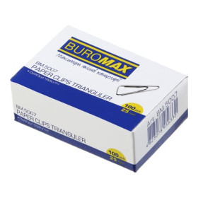 Скріпки 25 мм BUROMAX 5007 нікельовані, трикутні 100 шт