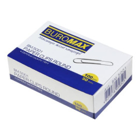 Скріпки 50 мм BUROMAX 5001 нікельовані, 100 шт