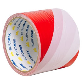 Стрічка сигнальна 72мм х 50м, червоно-біла BUROMAX 7560