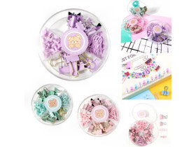 Набір біндерів 15 та 19мм, кнопки-бочка, скріпки 28мм в пласт.боксі, 15-28/326809