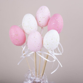 Яйця 3580-35 пластикові рожево-білі на палці (6 шт)