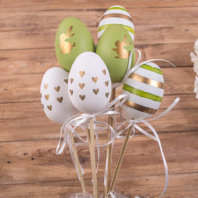 Яйця 3580-32 пластикові декоративні на палці (6 шт)