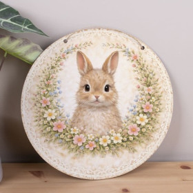 Підвіска декоративна "Коло. Кролик в квітах", 33 см, арт. 7405-511