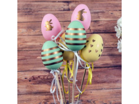 Яйця 3580-30 пластикові золотий узор на палці (6 шт)