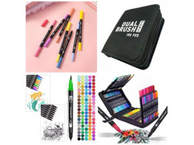 Фломастери-маркери, двосторонні, акварельні, 100 кол., CD001-100,  в чохлі, 112-3