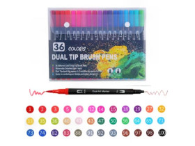 Фломастери-маркери, двосторонні, 36 кол., Арт.001- 36,  в пласт. уп., 112-6