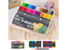 Фломастери-маркери, двосторонні, 48кол., Арт.001- 48,  в пласт. уп., 112-7