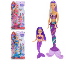 Лялька 1816B (72шт) русалка, 34,5см, з донькою 15см, 3 кольори, на листі, 20-43-5см